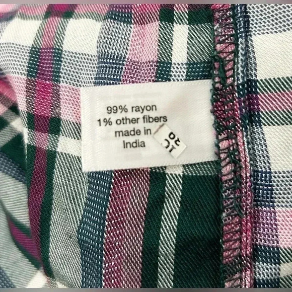 Lane Bryant Relaxed Long-Sleeve Button-Front Pink Plaid Boyfriend Shirt Sz 14 1X - Picture 6 of 8